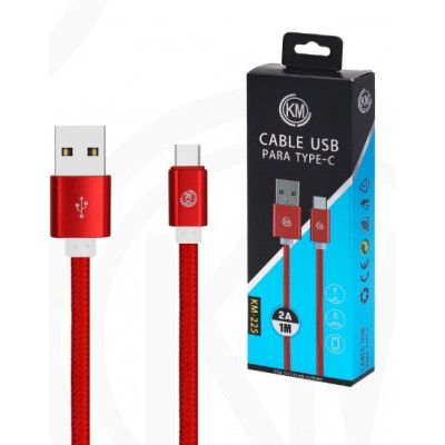 KM-225 CABLE TYPE-C TRENZADO NYLON [ROJO]