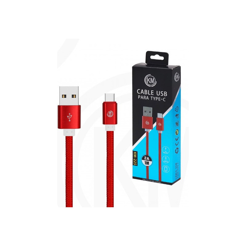 KM-225 CABLE TYPE-C TRENZADO NYLON [ROJO]