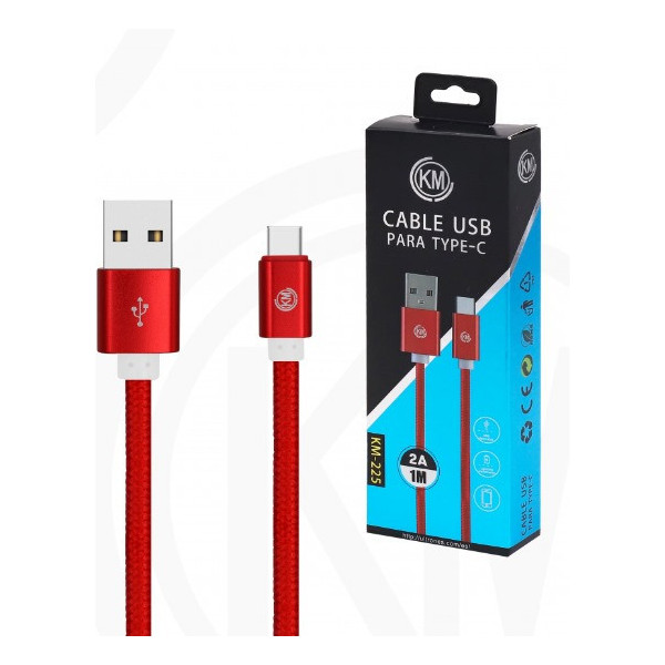 KM-225 CABLE TYPE-C TRENZADO NYLON [ROJO]
