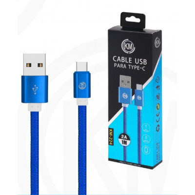 KM-224 CABLE TYPE-C TRENZADO NYLON [AZUL]