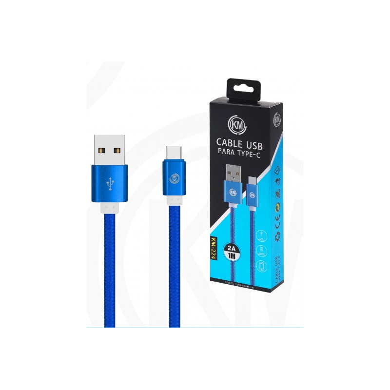 KM-224 CABLE TYPE-C TRENZADO NYLON [AZUL]