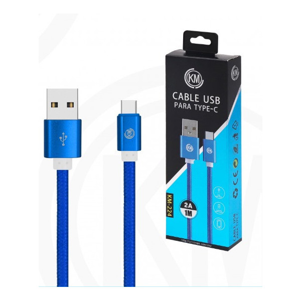 KM-224 CABLE TYPE-C TRENZADO NYLON [AZUL]