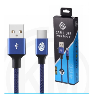 KM-222 CABLE TYPE-C TRENZADO [AZUL]