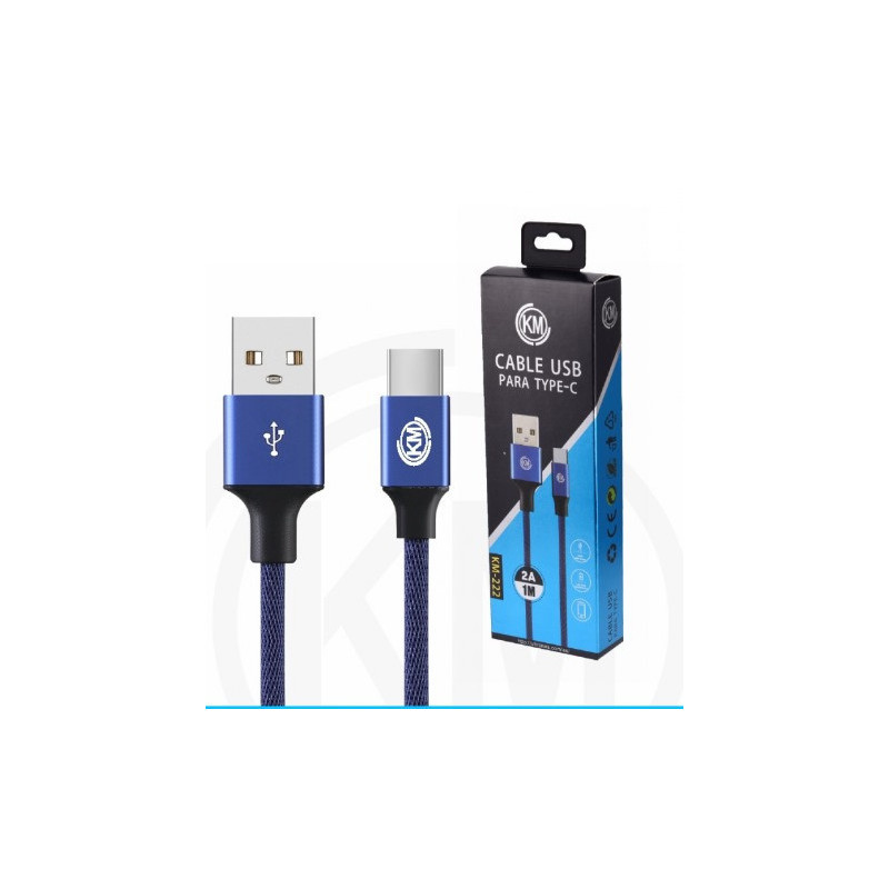 KM-222 CABLE TYPE-C TRENZADO [AZUL]