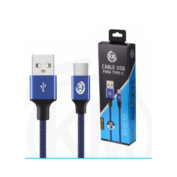 KM-222 CABLE TYPE-C TRENZADO [AZUL]