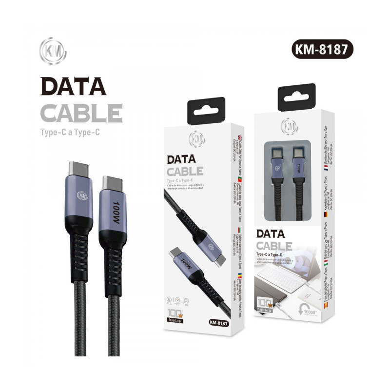 KM-8187 CABLE 100W TYPE-C A TYPE-C