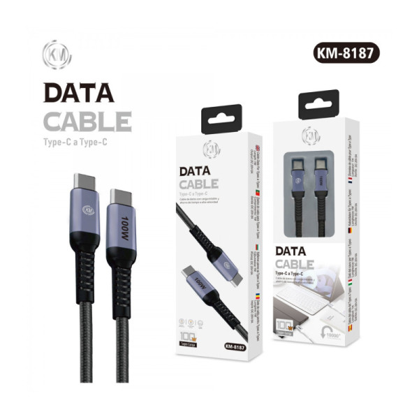 KM-8187 CABLE 100W TYPE-C A TYPE-C