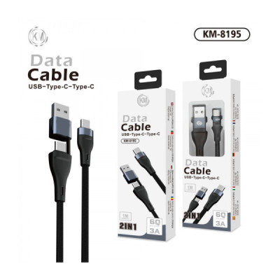 KM-8195 CABLE 2-IN-1 USB/TYPE-C A TYPE-C [NEGRO]