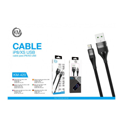 KM-420 CABLE LIGHTNING TRENZADO NYLON [NEGRO]