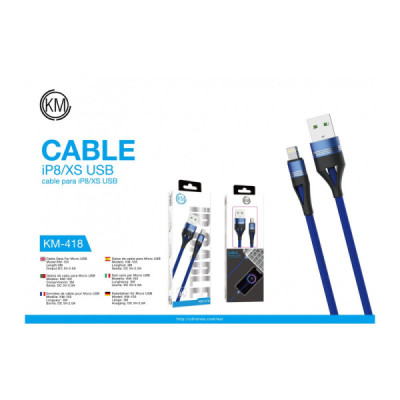 KM-418 CABLE LIGHTNING TRENZADO NYLON [AZUL]
