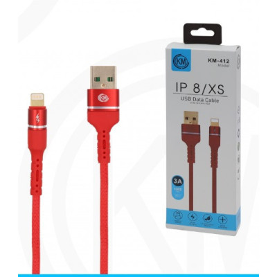 KM-412 CABLE LIGHTNING ALUMINIO TRENZADO [ROJO]