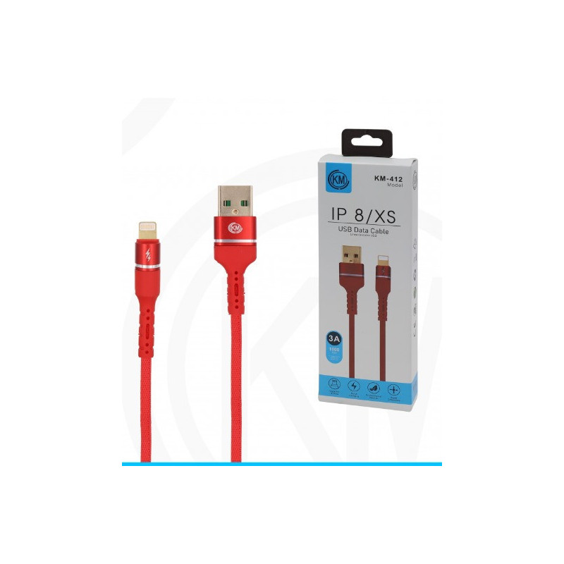 KM-412 CABLE LIGHTNING ALUMINIO TRENZADO [ROJO]