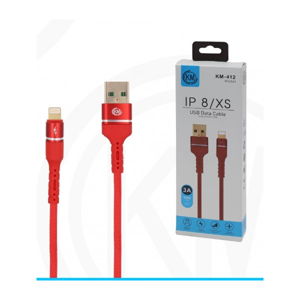 KM-412 CABLE LIGHTNING ALUMINIO TRENZADO [ROJO]