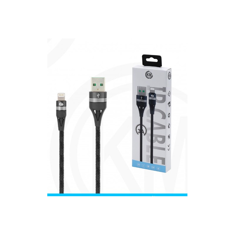 KM-251 CABLE LIGHTNING TRENZADO 3A [NEGRO]