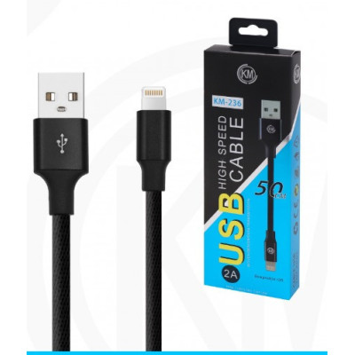 KM-236 CABLE LIGHTNING 50CM TRENZADO [NEGRO]