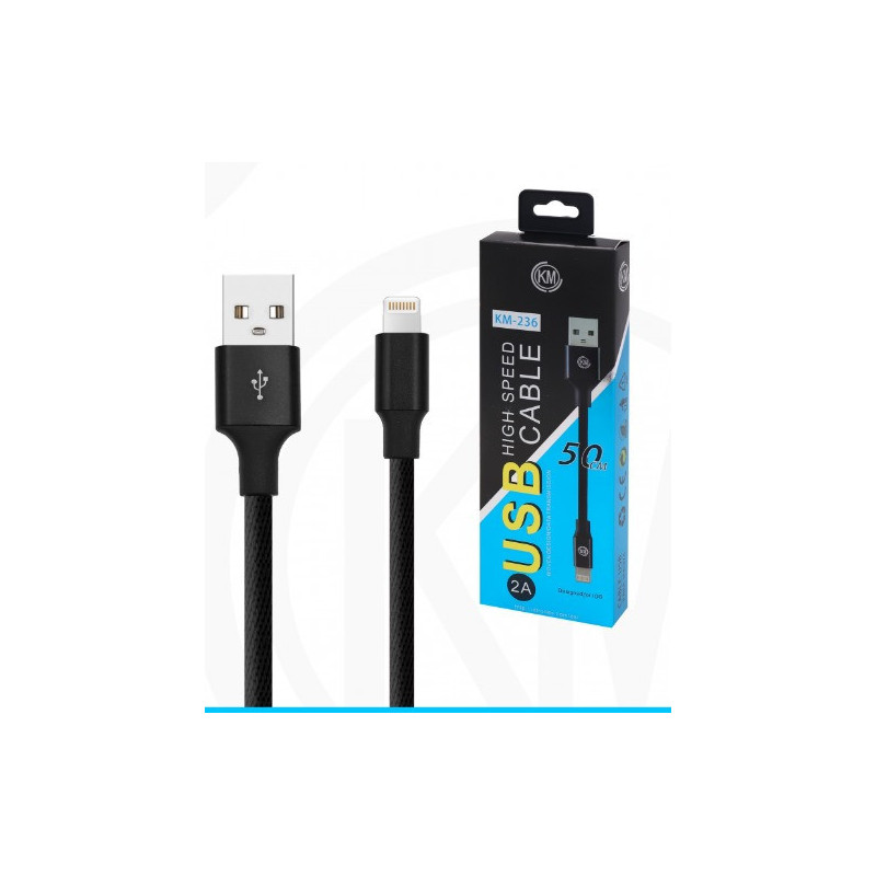 KM-236 CABLE LIGHTNING 50CM TRENZADO [NEGRO]