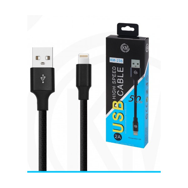 KM-236 CABLE LIGHTNING 50CM TRENZADO [NEGRO]