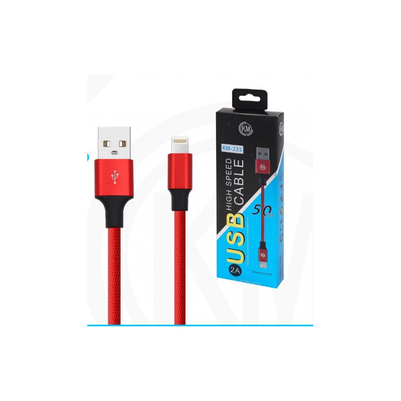 KM-235 CABLE LIGHTNING 50CM TRENZADO [ROJO]