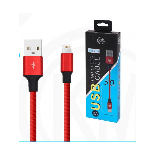 KM-235 CABLE LIGHTNING 50CM TRENZADO [ROJO]