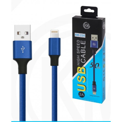 KM-234 CABLE LIGHTNING 50CM TRENZADO [AZUL]