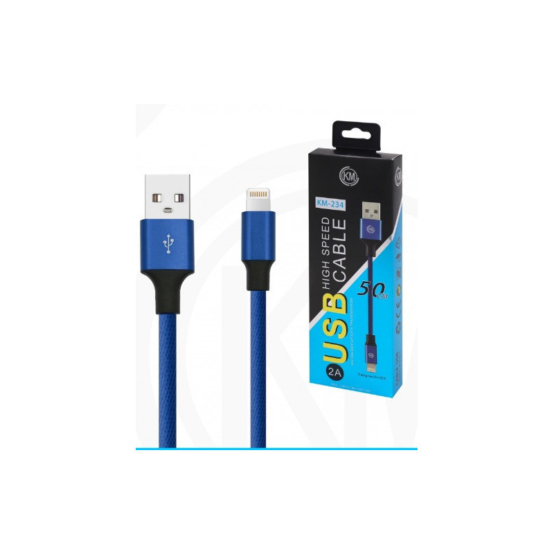 KM-234 CABLE LIGHTNING 50CM TRENZADO [AZUL]