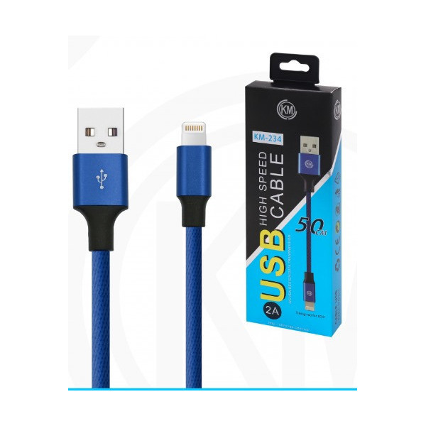 KM-234 CABLE LIGHTNING 50CM TRENZADO [AZUL]