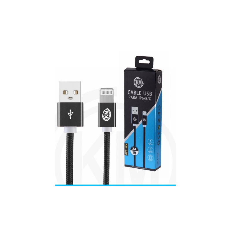 KM-229 CABLE LIGHTNING TRENZADO NYLON [NEGRO]