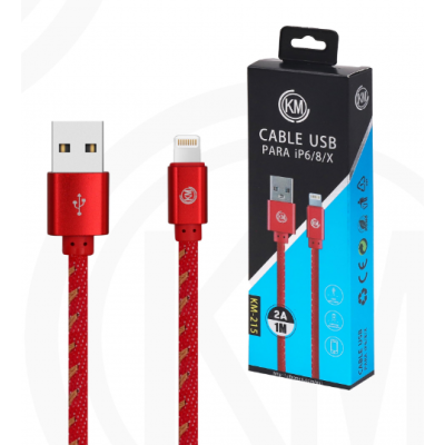 KM-215 CABLE LIGHTNING TRENZADO MEZCLILLA [ROJO]