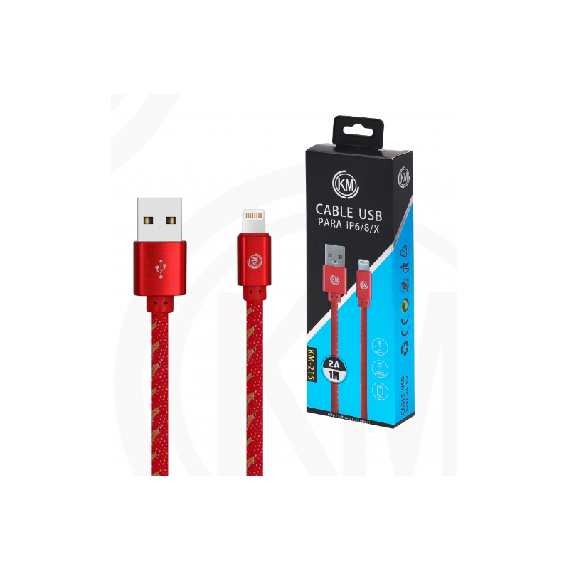 KM-215 CABLE LIGHTNING TRENZADO MEZCLILLA [ROJO]