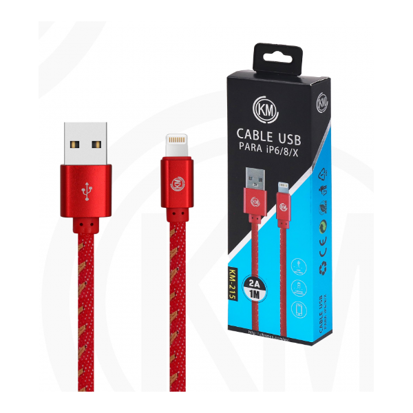 KM-215 CABLE LIGHTNING TRENZADO MEZCLILLA [ROJO]