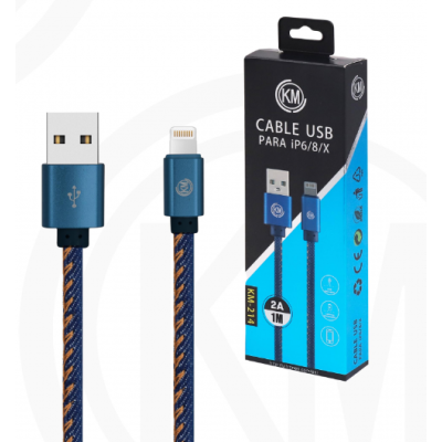 KM-214 CABLE LIGHTNING TRENZADO MEZCLILLA [AZUL]
