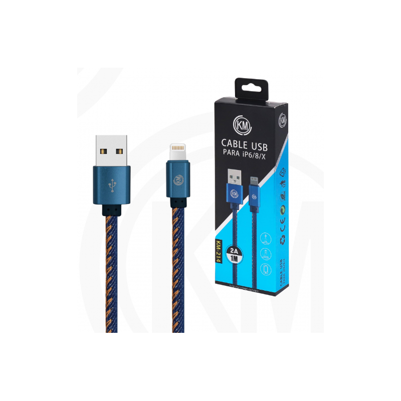 KM-214 CABLE LIGHTNING TRENZADO MEZCLILLA [AZUL]