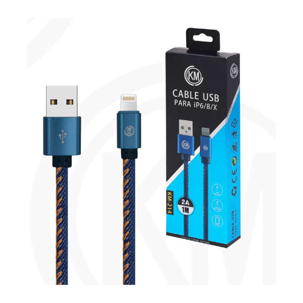 KM-214 CABLE LIGHTNING TRENZADO MEZCLILLA [AZUL]