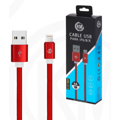KM-213 CABLE LIGHTNING TRENZADO NYLON [ROJO]