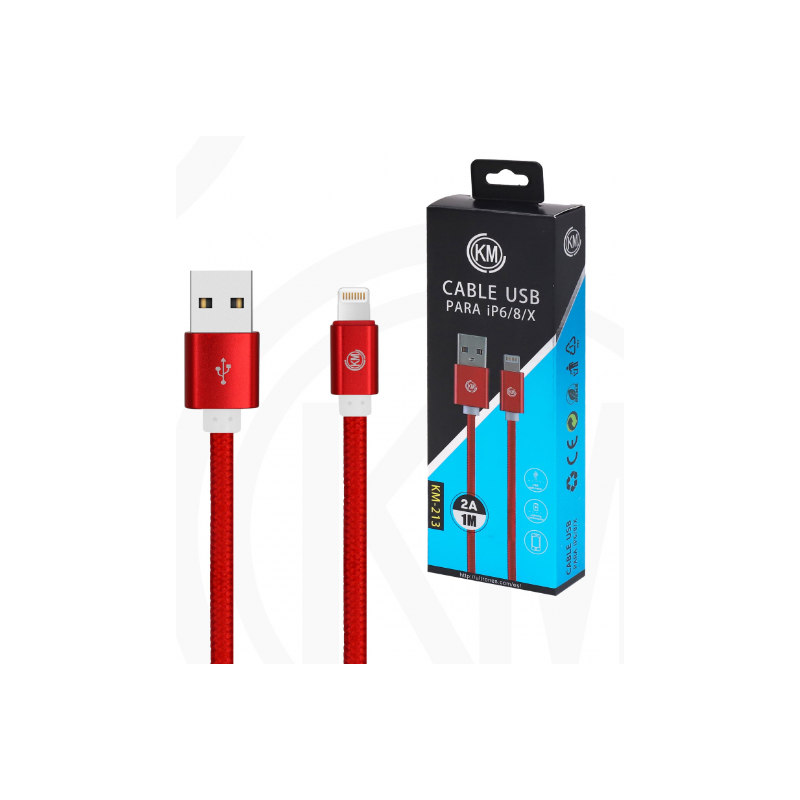 KM-213 CABLE LIGHTNING TRENZADO NYLON [ROJO]
