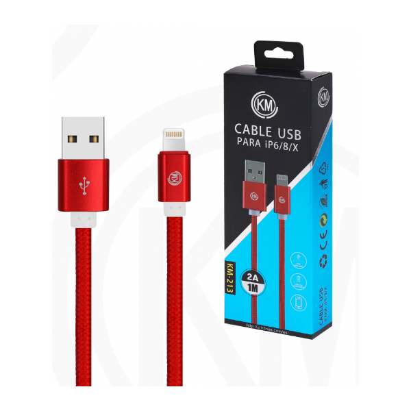 KM-213 CABLE LIGHTNING TRENZADO NYLON [ROJO]