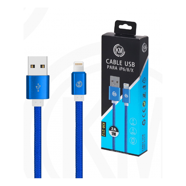 KM-212 CABLE LIGHTNING TRENZADO NYLON [AZUL]