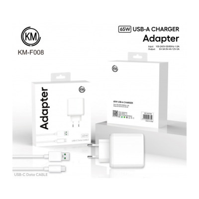 KM-F008 CARGADOR PARED 65W CABLE TYPE-C SOLO PARA OPPO