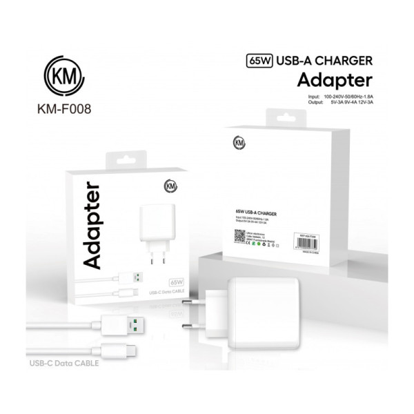 KM-F008 CARGADOR PARED 65W CABLE TYPE-C SOLO PARA OPPO