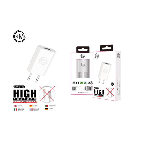 KM-8143 CARGADOR PARED 1A SIN CABLE