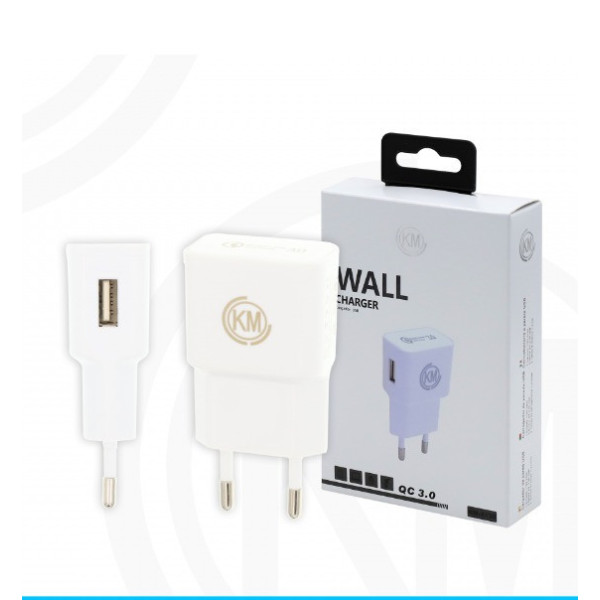 KM-8138 CARGADOR PARED QC-3.0 SIN CABLE [BLANCO]