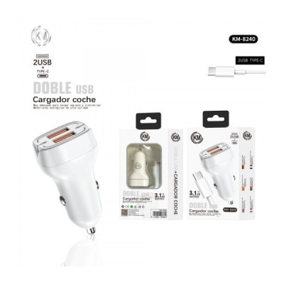 KM-8240 CARGADOR COCHE CABLE TYPE-C
