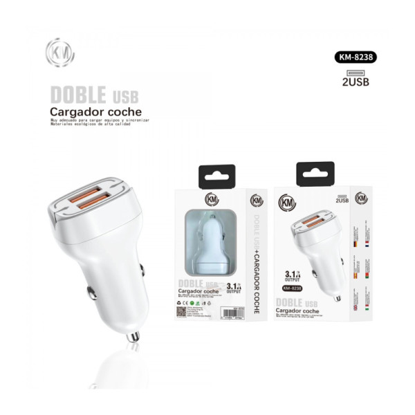 KM-8238B CARGADOR COCHE 3.1A SIN CABLE