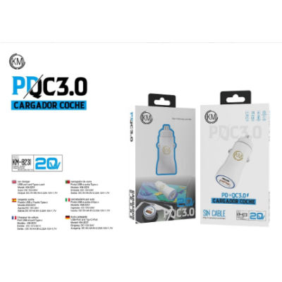 KM-8231 CARGADOR COCHE 20W SIN CABLE [BLANCO]