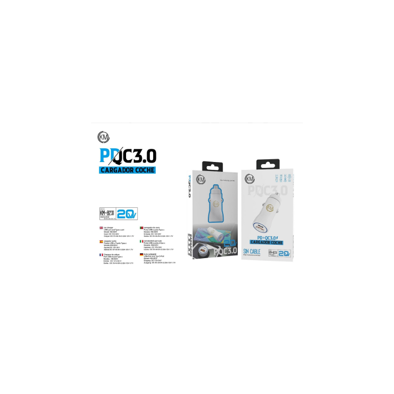 KM-8231 CARGADOR COCHE 20W SIN CABLE [BLANCO]