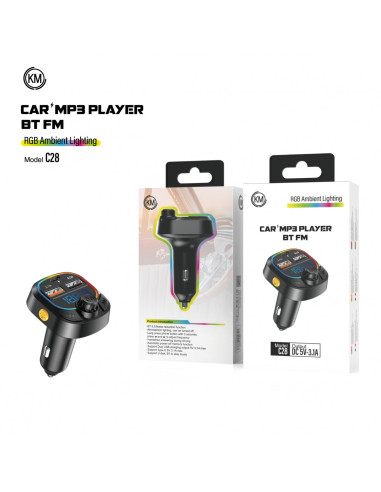 TRANSMISOR FM BLUETOOTH PARA COCHE MP3 [KM-C28]