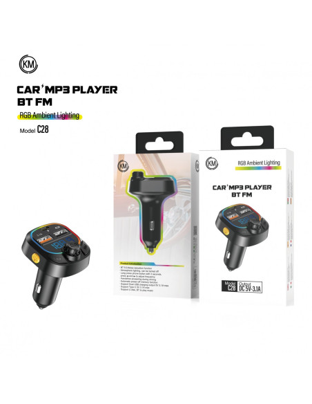 TRANSMISOR FM BLUETOOTH PARA COCHE MP3 [KM-C28]