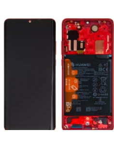 Pantalla para Huawei P30 Pro con marco Amber Sunrise(Rojo) Original Servicepack