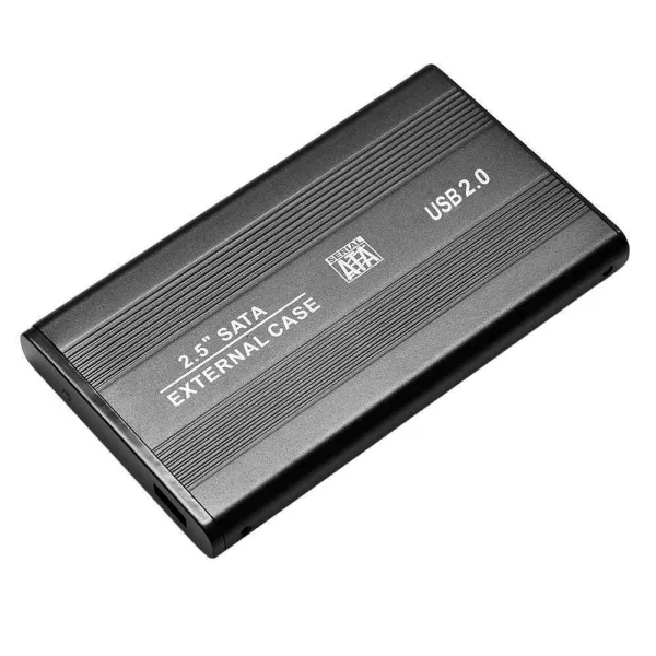Carcasa Externa para Disco Duro SATA 2.5' USB 2.0 HD HDD SSD de Aluminio Negra