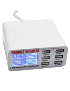 Cargador USB portatil Multi Puerto USB cargador rapido 6 puertos USB cargador rapido con pantalla LCD 2
